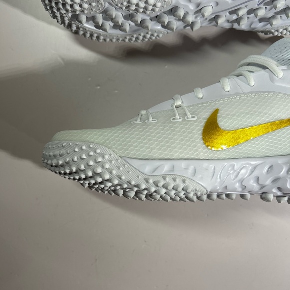 Nike Huarache 9 Elite TF Turf LAX FN0310-100 White Gold Mens Sz. 10 Lacrosse New - Picture 5 of 12